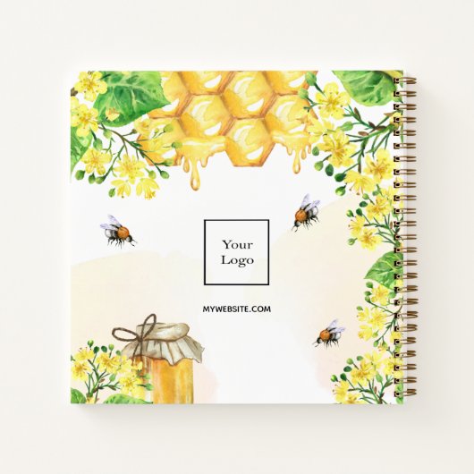 ミツバチの蜂蜜黄色の花の名前ビジネスロゴ ノートブック (裏面)