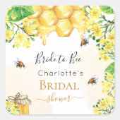 ミツバチの蜂蜜黄色の花の ブライダルシャワー スクエアシール (正面)