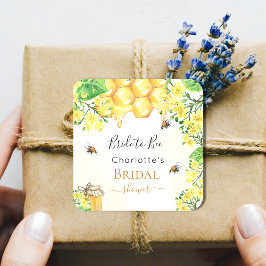 ミツバチの蜂蜜黄色の花の ブライダルシャワー スクエアシール