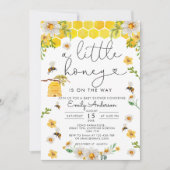 ミツバチの赤ちゃんシャワーが少し流れている 招待状 (正面)