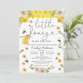 ミツバチの赤ちゃんシャワーが少し流れている 招待状 (スタンド正面)