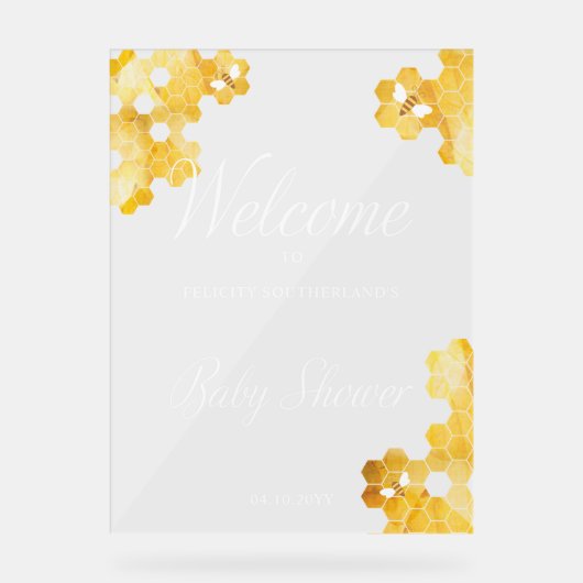 ミツバチの赤ちゃんシャワーの途中の甘い小さな蜂蜜 アクリルサイン (正面)