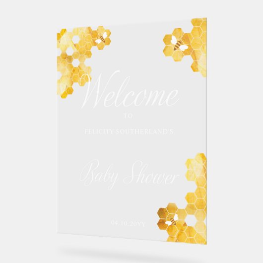 ミツバチの赤ちゃんシャワーの途中の甘い小さな蜂蜜 アクリルサイン (傾斜)