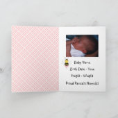 ミツバチの赤ちゃん 誕生日のご挨拶カード シーズンカード (内部)