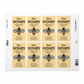 ミツバチの黄色いラベルに書かれた非加熱はちみつ HONEY ラベル (フルシート)