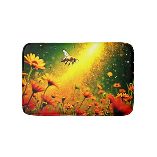 ミツバチの黄金の花粉バースト喜びデザイン バスマット (正面)