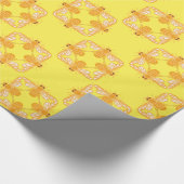 ミツバチはレモンイエローの四角い模様を踊る ラッピングペーパー (角)