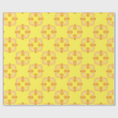 ミツバチはレモンイエローの四角い模様を踊る ラッピングペーパー (フラット)