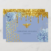 ミツバチやアジサイの花 招待状 (正面/裏面)