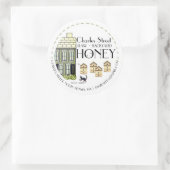 ミツバチや猫と共に歩く裏庭ハニーハイブ ラウンドシール (バッグ)