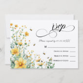 ミツバチをイメージしたラスティックイエローの結婚式RSVP 招待状 (正面)
