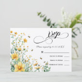 ミツバチをイメージしたラスティックイエローの結婚式RSVP 招待状 (スタンド正面)