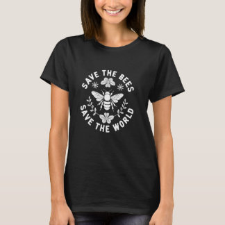 ミツバチを救え 世界を救え メッセージ 自然 Tシャツ