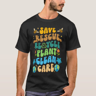 ミツバチを救え 動物をレスキュー リサイクル プラスチックフリー 地球を守ろう Tシャツ