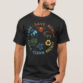ミツバチを救え 動物を救え プラスチックをリサイクル 地球を守ろう Tシャツ