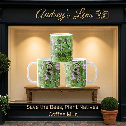ミツバチを救え、在来種を植えよう コーヒーマグカップ
