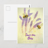 ミツバチを救おう lovely 水彩 ポストカード ありがとう (正面/裏面)