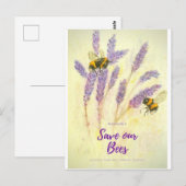 ミツバチを救おう lovely watercolour ポストカード ありがとう (正面/裏面)