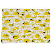 ミツバチオンフラワーラージ抱き枕-黄色の背景 ラージペーパーバッグ (正面)