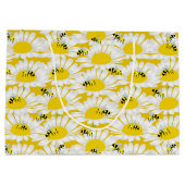 ミツバチオンフラワーラージ抱き枕-黄色の背景 ラージペーパーバッグ (裏面)
