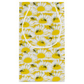 ミツバチオンフラワー抱き枕-黄色の背景 スモールペーパーバッグ (裏面)