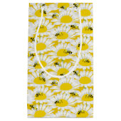 ミツバチオンフラワー抱き枕-黄色の背景 スモールペーパーバッグ (正面)