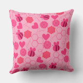 ミツバチヴィンテージひまわりピンクフローラ クッション (裏面)