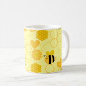 ミツバチヴィンテージひまわり黄色フローラ コーヒーマグカップ (正面右)