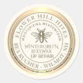 ミツバチ付きクリスマスウィンターグリーンビーズワックスリップ修理 ラウンドシール (正面)