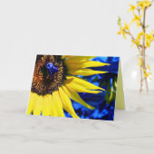 ミツバチ付きヒマワリ カード (黄色い花)