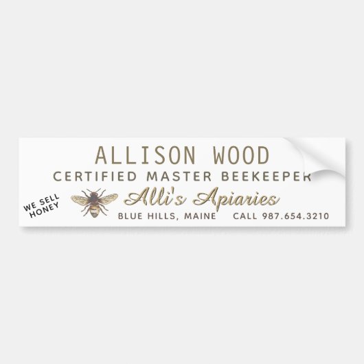 ミツバチ付き養蜂家バンパーシール バンパーステッカー (正面)