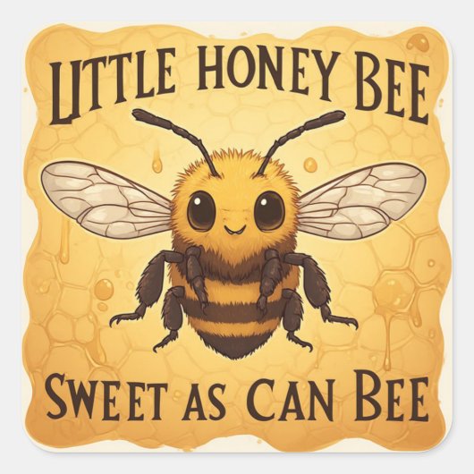ミツバチ愛に溢れたSweet As Can Bee スクエアシール (正面)