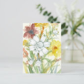 ミツバチ白い花受粉者ガーデンウォーター色 ポストカード (スタンド正面)