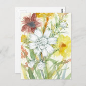 ミツバチ白い花受粉者ガーデンウォーター色 ポストカード (正面/裏面)