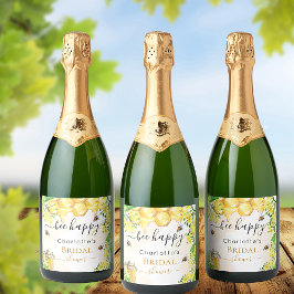 ミツバチ蜂蜜イエローフローラブライダルシャワー スパークリングワインラベル