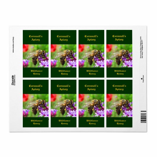 ミツバチ蜂蜜ラベル ラベル (フルシート)