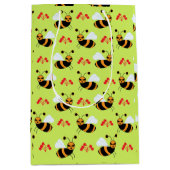 ミツバチ赤い花模様 ミディアムペーパーバッグ (正面)