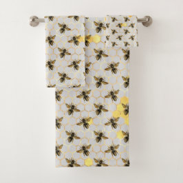 ミツバチ金ゴールドハニカム バスタオルセット