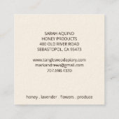 ミツバチ養蜂家ハニカムクラウンハニー スクエア名刺 (裏面)
