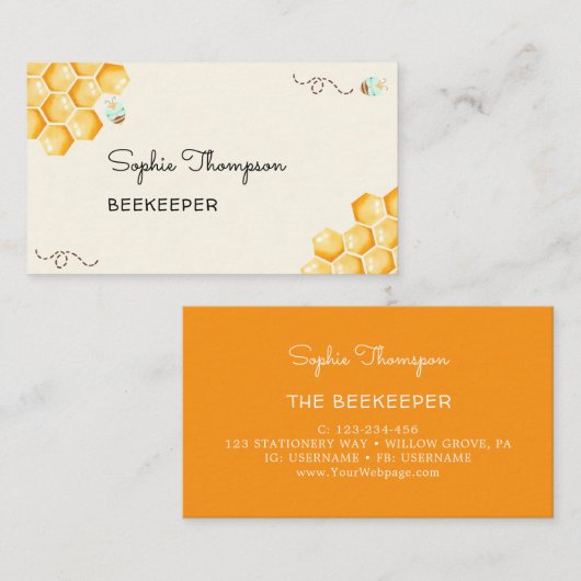 ミツバチ養蜂家 名刺 (正面/裏面)