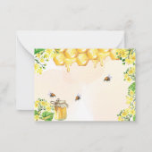 ミツバチ黄花模様ハニカム反応RSVP ノートカード (裏面)