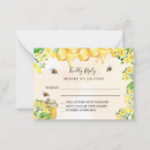 ミツバチ黄花模様ハニカム反応RSVP ノートカード (正面)