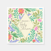 ミツバチ、てんとう虫、蝶、トンボ & 花 スタンダードカクテルナプキン (正面)