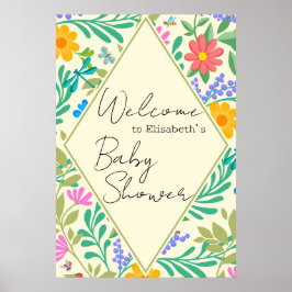 ミツバチ、てんとう虫、蝶、トンボ & 花 ポスター