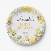 ミツバチ フラワー はじめてのBee Day 誕生日パーティー ペーパープレート (正面)