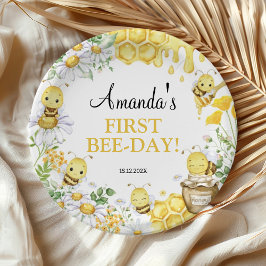 ミツバチ フラワー はじめてのBee Day 誕生日パーティー ペーパープレート