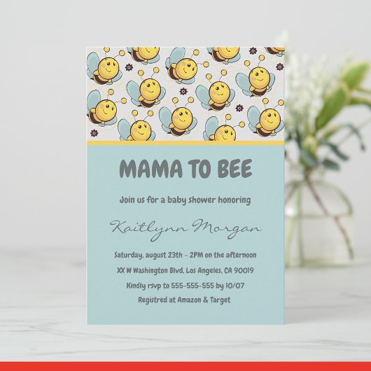 ミツバチ ベビーシャワー 招待状 Mama to bee マルハナバチ