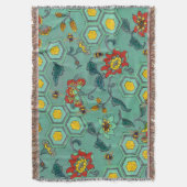 ミツバチ、ミツバチ、ミツバチの巣、春の花養蜂家グリーン スローブランケット (正面縦)