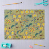 ミツバチ、ミツバチ、ミツバチの巣、春の花黄緑 薄葉紙 (クラフト)