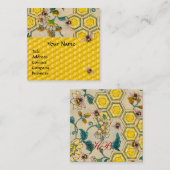 ミツバチ、ミツバチ、春の花養蜂家 スクエア名刺 (正面/裏面)